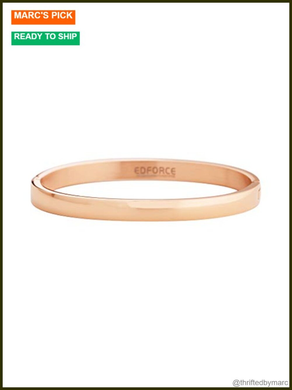 Stainless Steel Hinged Oval Bangle Bracelet Stackable 6.75"